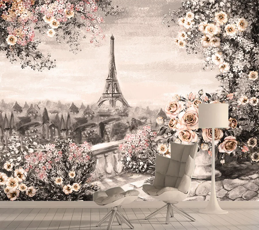 

Self Adhesive Wallpapers for Living Room 3d Photo Wallpaper Textured Vinyl Wall Paper Papers Home Decor Eiffel City View Murals