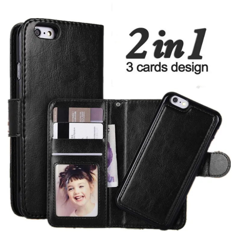 LANCASE iPhone 6 Case կաշի 2-ից 1 մագնիսական անջատվող շապիկով կափարիչ iPhone 6S Plus 8 7 Plus 6 6S 5S SE Case Wallet Coque