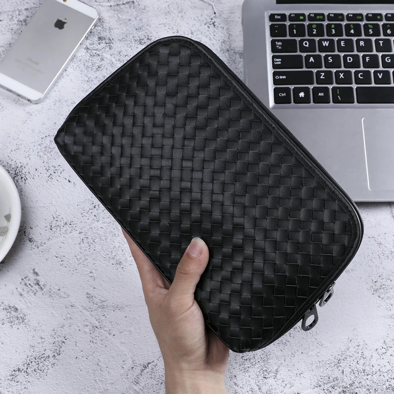 

BAQI Brand Men Handbags Men Wallets Clutch Bag Genuine Leather Cowhide Hand Knit High Quality 2019 Fashion Ipad Bag Men Casual