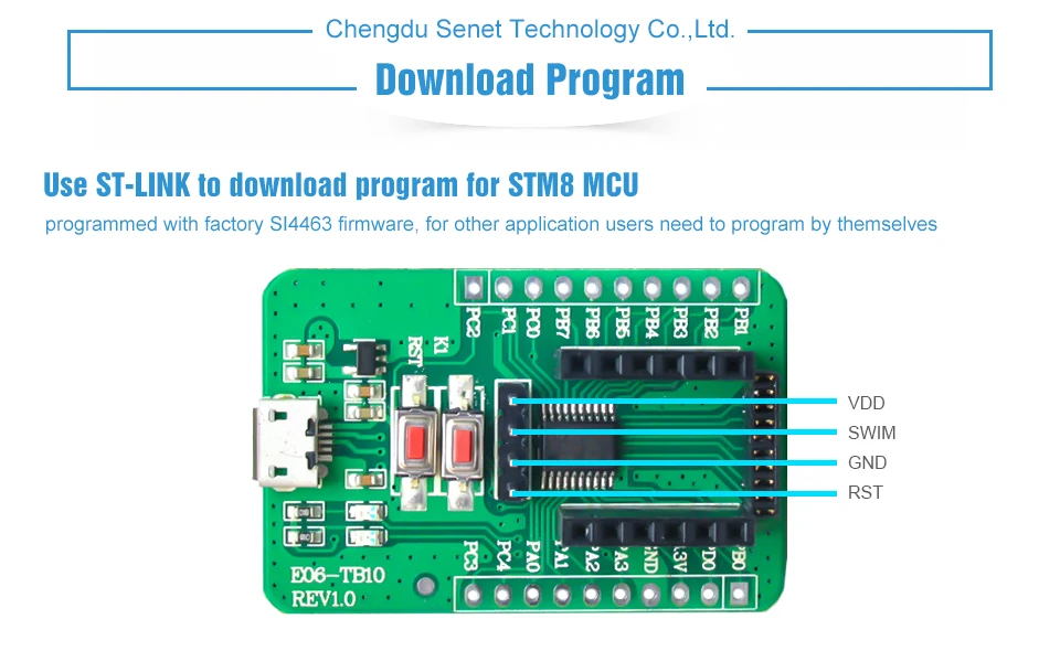 SI4463 Беспроводной rf модуль Тесты доска USB к TTL 433 мГц компьютер micro usb STM8 для E10 rf модуль