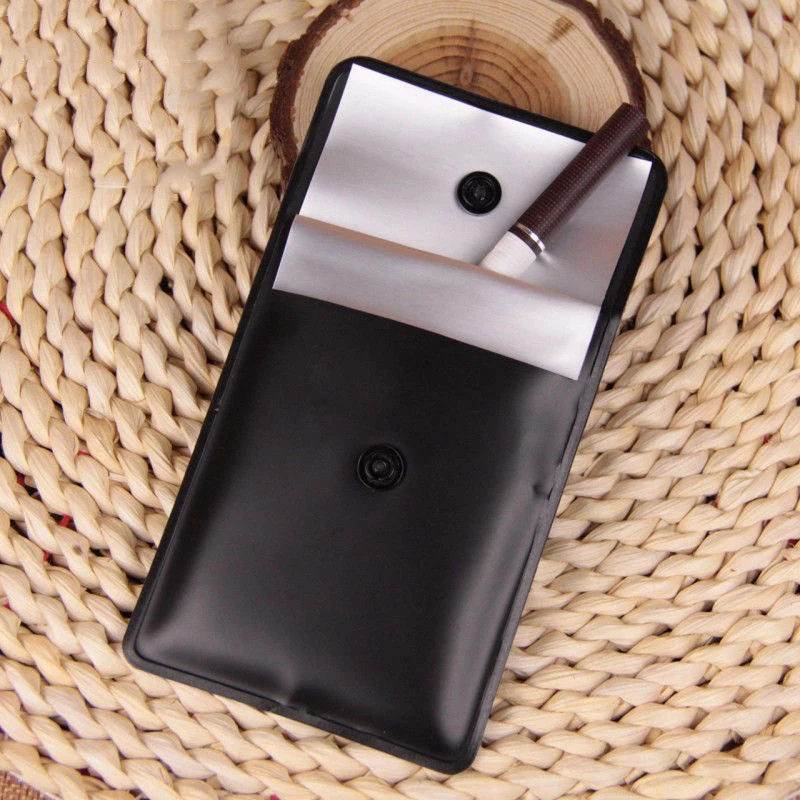 2pcs/set 7.5*8cm Black Ashtrays Bags for Outdoor Dating Shopping Smoking Cigarette Tobacco Portable PVC Ash Storage Bags Tools