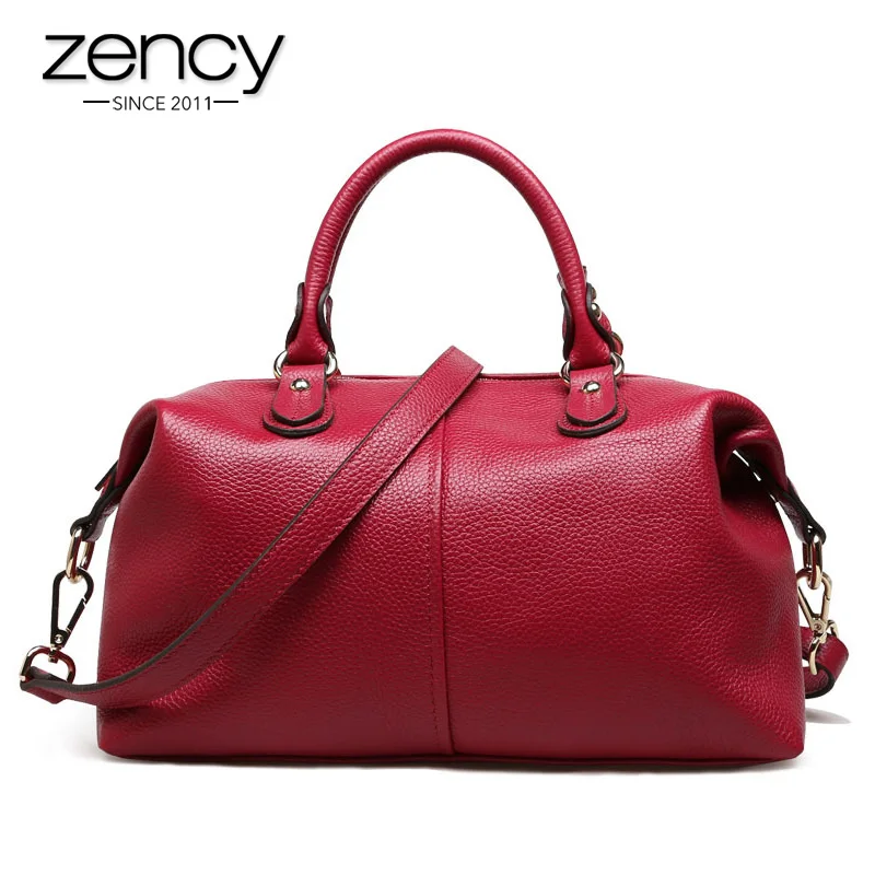 

Zency Boston Designer Women Handbag 100% Genuine Leather Tote Shoulder Bag Ladies Purse Casual Satchel Capacity Bolsa Feminina