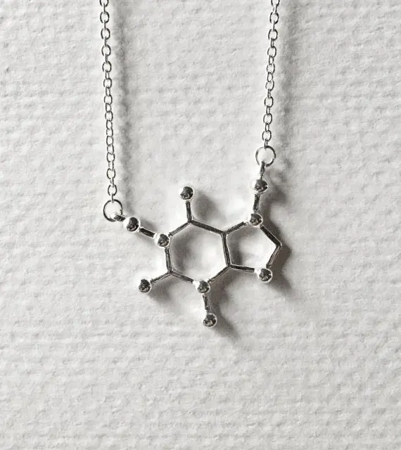 Molécula de chocolate Ciencia estructura química Negro Colgante Collar