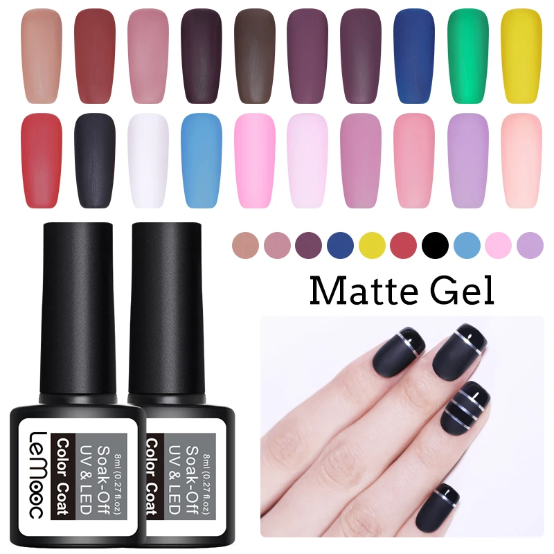 

LEMOOC 8ml Matte UV Gel Nail Polish Color Pink Purple Red Soak Off UV Gel Varnish Nail Art Gel for Nail Manicure DIY Design