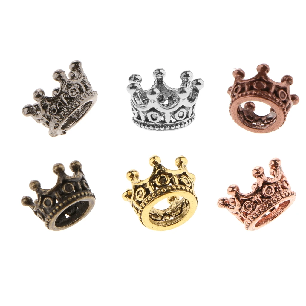 10 Pieces Europe Style Fashion Jewelry Crown Beads Charm Bracelets & Bangles Big Hole European Beads Fits Bead Bracelets 6 X11mm