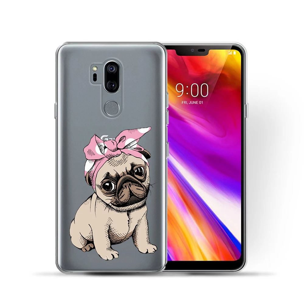 Забавный мягкий чехол из ТПУ с милым мультяшным котом для LG G7 6 1 дюйма прозрачный