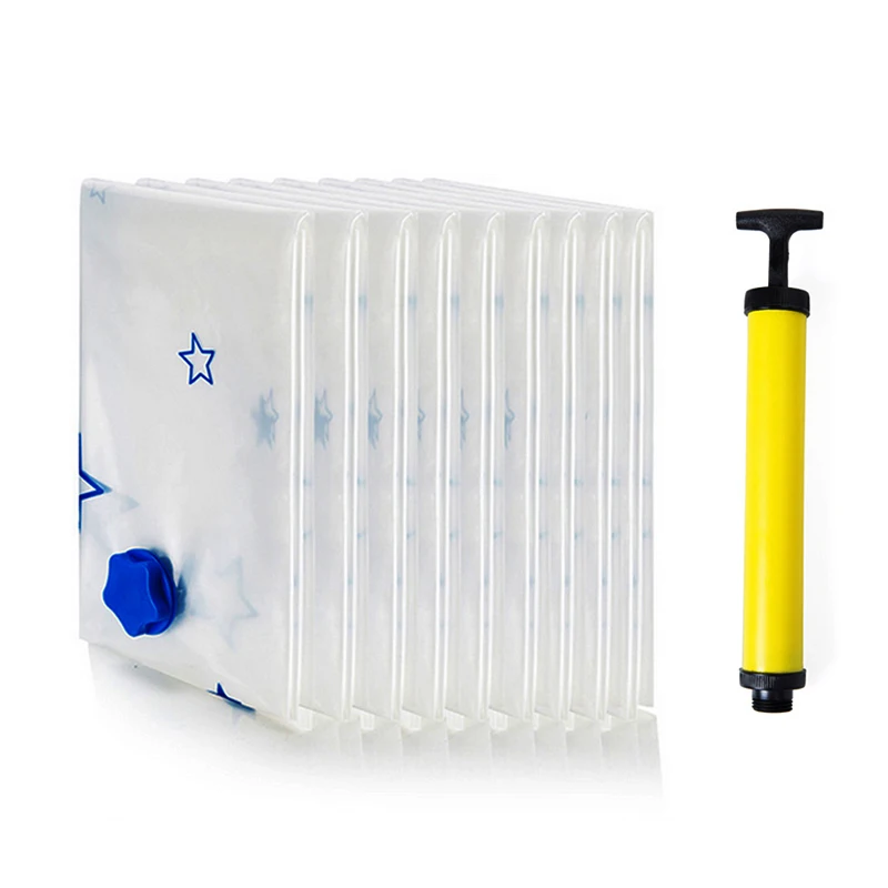 

5pcs/set Vacuum Storage Bag Clothes Compressed Organizer Foldable Wardrobe Blanket Quilt Storage Bag with Hand Pump
