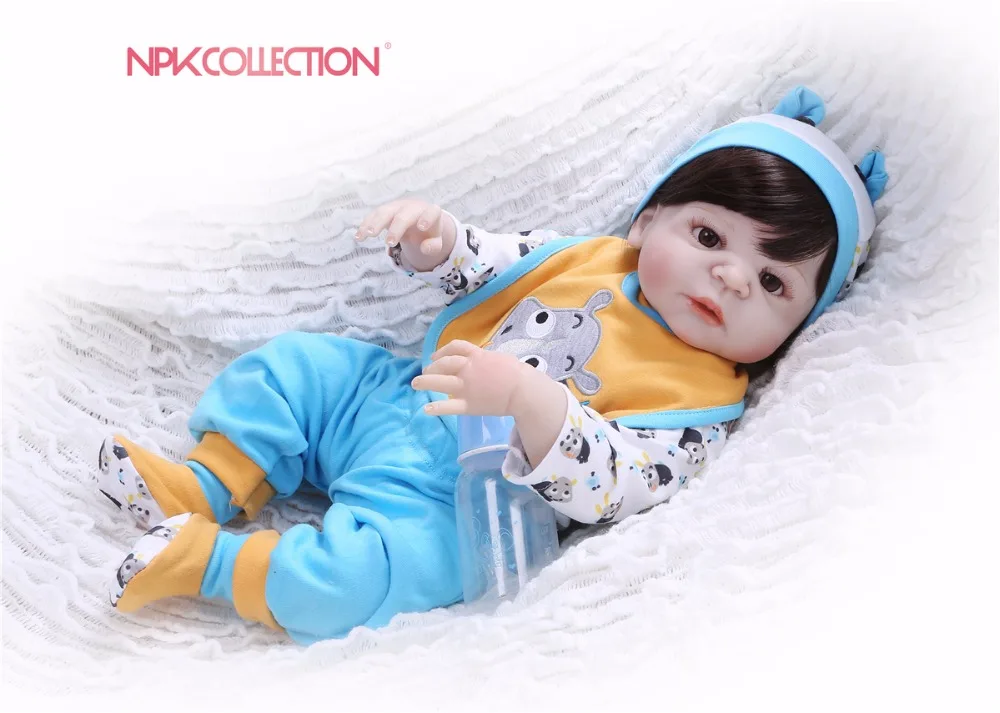 

NPK New 57CM Full Body Silicone Girl Reborn Babies Doll Toys Prince Babies Doll Wig Hair Cute Birthday Gift the best Xmas gift