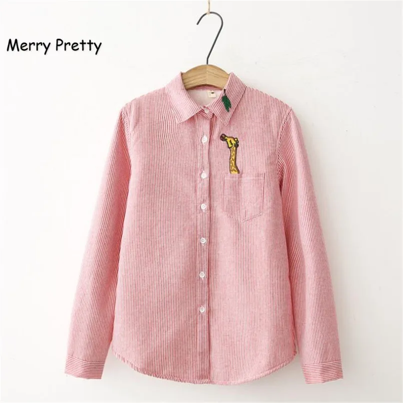 

MERRY PRETTY Women Tops Blusa Camisa Femininas Autumn winter warm flannel long sleeve thick velvet female blouses striped shirts