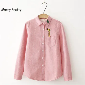 

MERRY PRETTY Women Tops Blusa Camisa Femininas Autumn winter warm flannel long sleeve thick velvet female blouses striped shirts