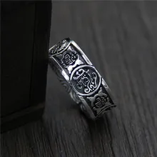 C&R 925 Sterling Silver Rings for men four Mythical Animals Thai Silver opening ring male Fine Jewelry Size 7-10 Adjustable
