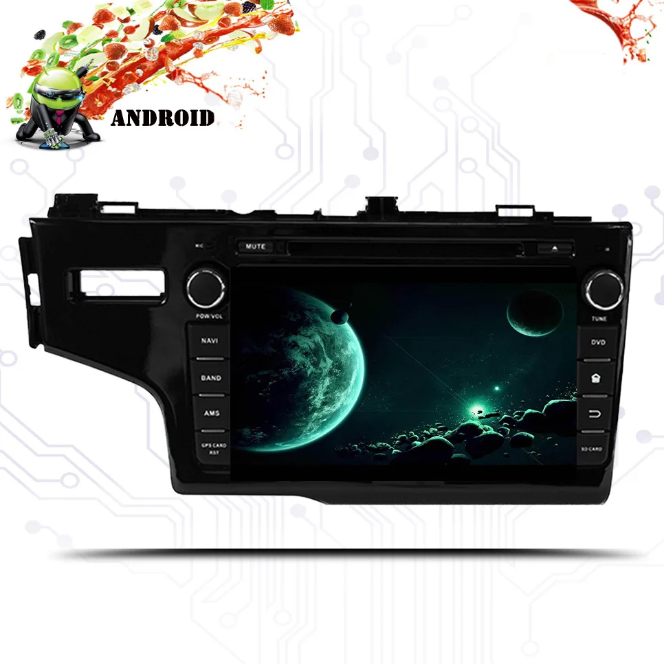 Excellent Car dvd cassette player GPS Navi For Honda Fit Jazz 2014-2018 IPS screen 1024*600 +wifi+BT+RDS+Android 9.0+4GB RAM Stereo Audio 2