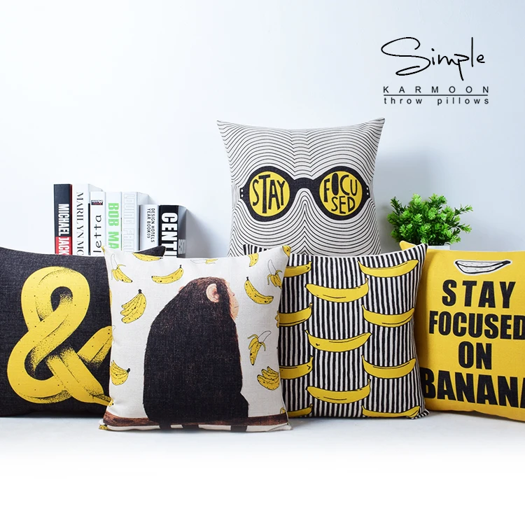 

Monkey pillow cover, cartoon Banana Monkey throw pillow cover wholesale