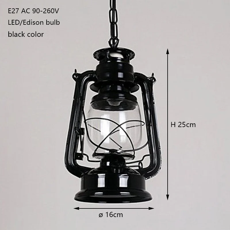 Винтаж Ретро Бронзовый Фонарь подвесной потолок лампы светодиодные фонари Лофт E27 220 V для Освещение для кухни гостиная/столовая/Салон/бар кафе - Цвет корпуса: black color