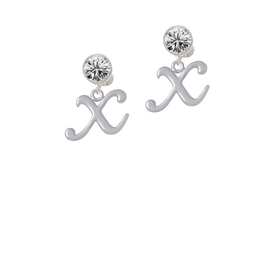 Small Gelato Script Initial - X - Crystal Clip On Earrings (1)