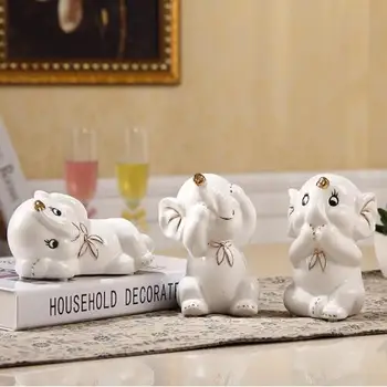 

animal figurines gift room decoration cartoon ceramic elephant home decor crafts ceramic handicraft ornament porcelain