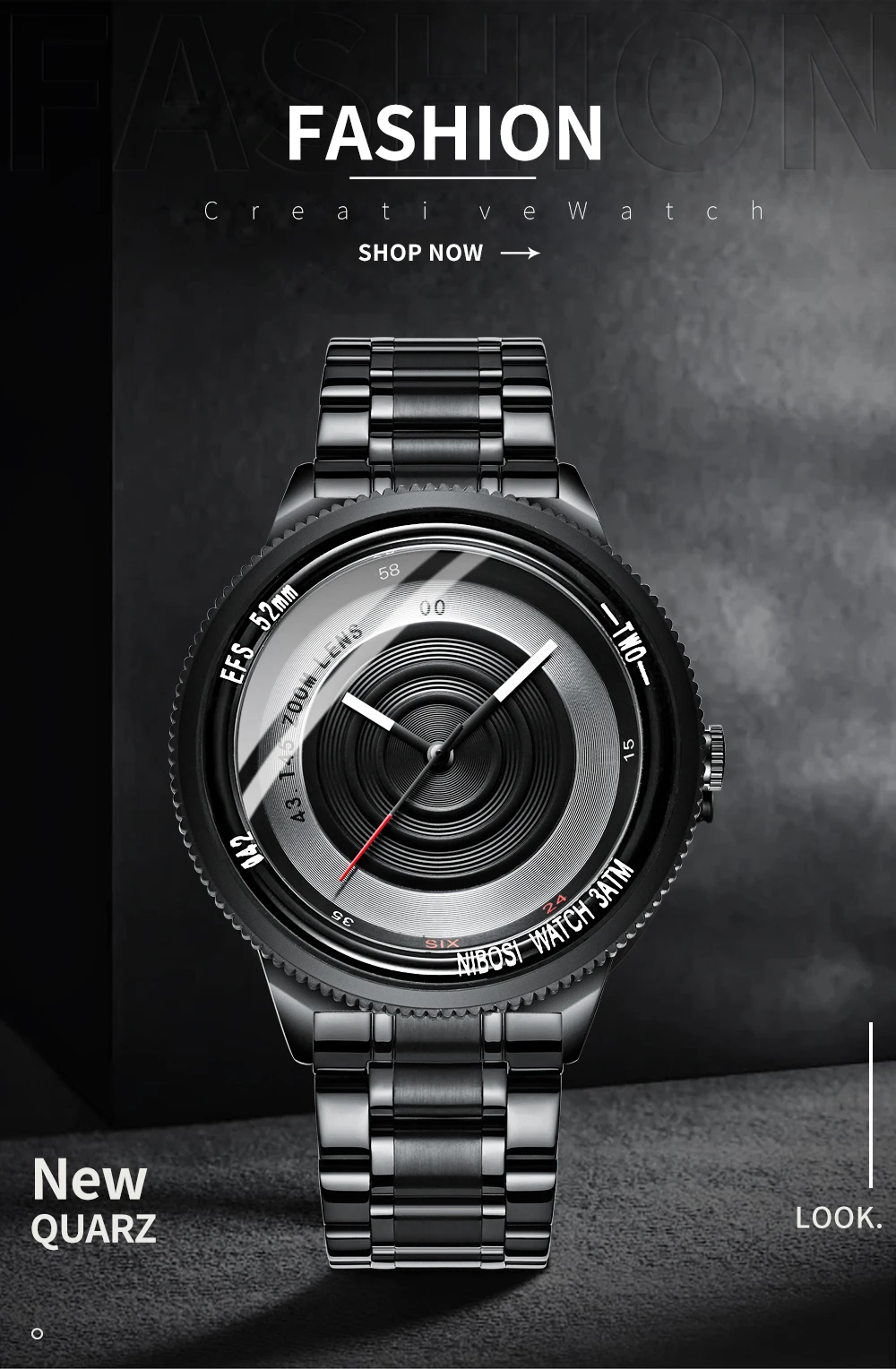 NIBOSI Men Watches 2019 Luxury Brand Waterproof Analog Wrist Watch Men Full Steel Black CreativeSports Male Clock Montre Homme  (1)