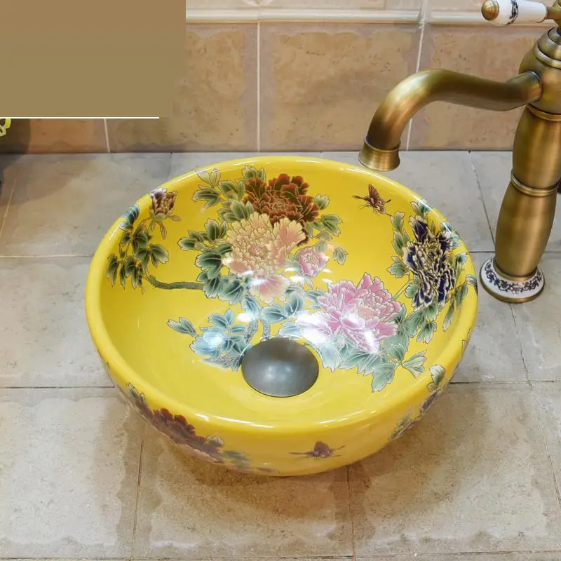 

30 Cm Jingdezhen Ceramic Washbasin Porcelain Art Bathroom Sink Lavabo Washbasin Sink counter top small bathroom sink wash basin