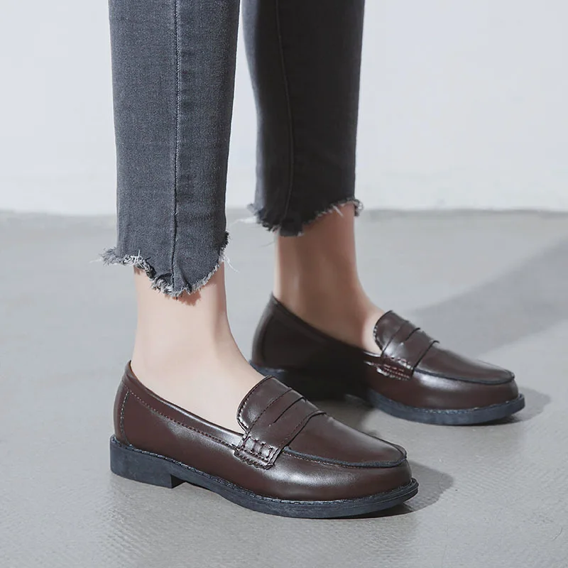 

HEE GRAND New Women Oxfords Platform Flats Spring Shallow Round Toe Slip On Solid Loafers Lady Casual Fashion Shoes XWD7280