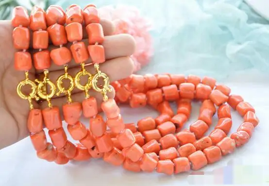 

song voge gem nanJ0338 original baroque cylinder pink coral necklace 5pcs