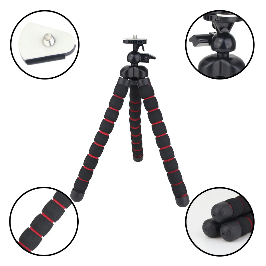 Octopus Camera Tripod Small Medium Large Gorillapod Sponge Accessories Tripe Mini Tripod Holder Bracket Phone Clip For Go Pro