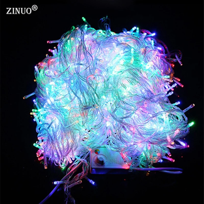 Zinuo 100 м 600 LED Рождество LED свет шнура Открытый Водонепроницаемый 220 В Фея Строка Гирлянда 9 Цвет для сада свадебная вечеринка