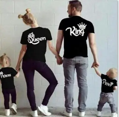 Новые одинаковые комплекты одежды для всей семьи футболка для папы, мамы, дочки, сына и короны одежда для папы, мамы и меня королевская королева - Цвет: black