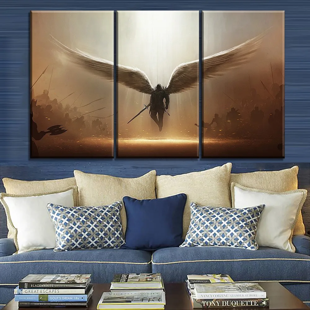 

Canvas Art Print Modular Style Painting Modern Home Decorative Living Room Or Bedroom Wall 3 Piece Diablo 3 Angel HD Picture