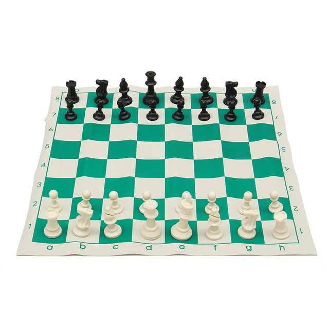 Aliexpress New Arrival Outdoor Traveling Portable New Arrival Outdoor Traveling Portable Traditional Chessboard Tournament Club Chess Set With Green Roll Up Board Plastic Bag