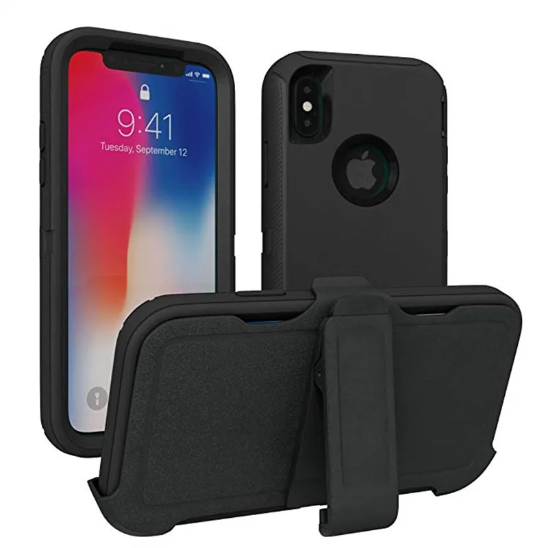 iPhone X XS MAX XR 6 6S 7 8 Plus 홀스터 충격 방지 iPhone 11 12 13 Pro Max 미니 케이스 용 갑옷 케이스 3 in 1
