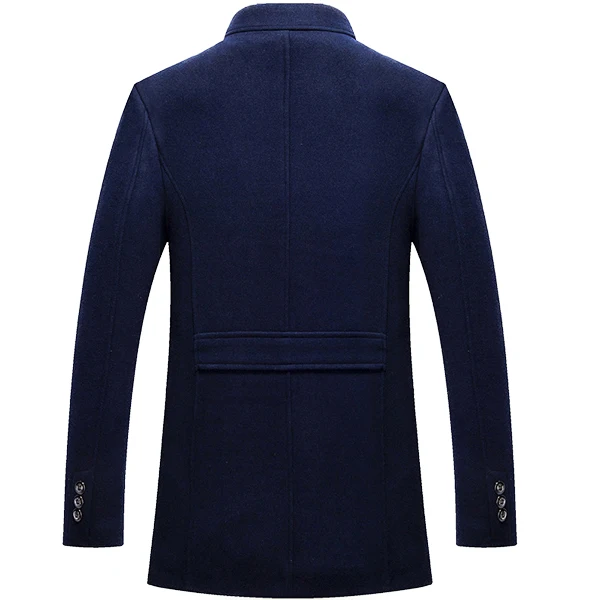 Mens Winter Wool Jacket Scarf Business Mid-long Jacket