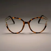 CCSPACE, Женские оправы для очков кошачий глаз, для женщин, сексуальные, металлические, полые, круглые, брендовые, дизайнерские, оптические очки, модные очки 45103