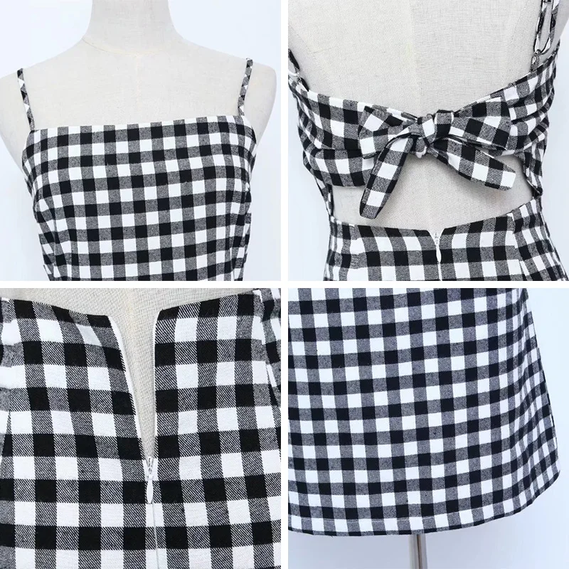 BONGOR LUSS Women Summer Beach Dress Sexy Spaghetti Strap Sleeveless Tie Back Bow Solid Casual Mini Cotton Linen Dress Sundress (27)