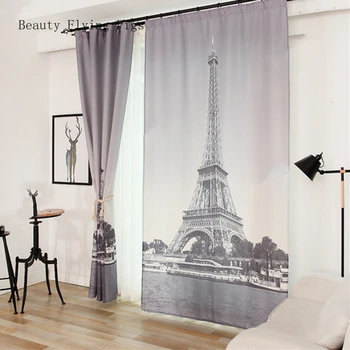 

1Pcs black and white Paris Tower cafe curtains with modern blackout curtains, home decor curtains with sturdy blackout curtains