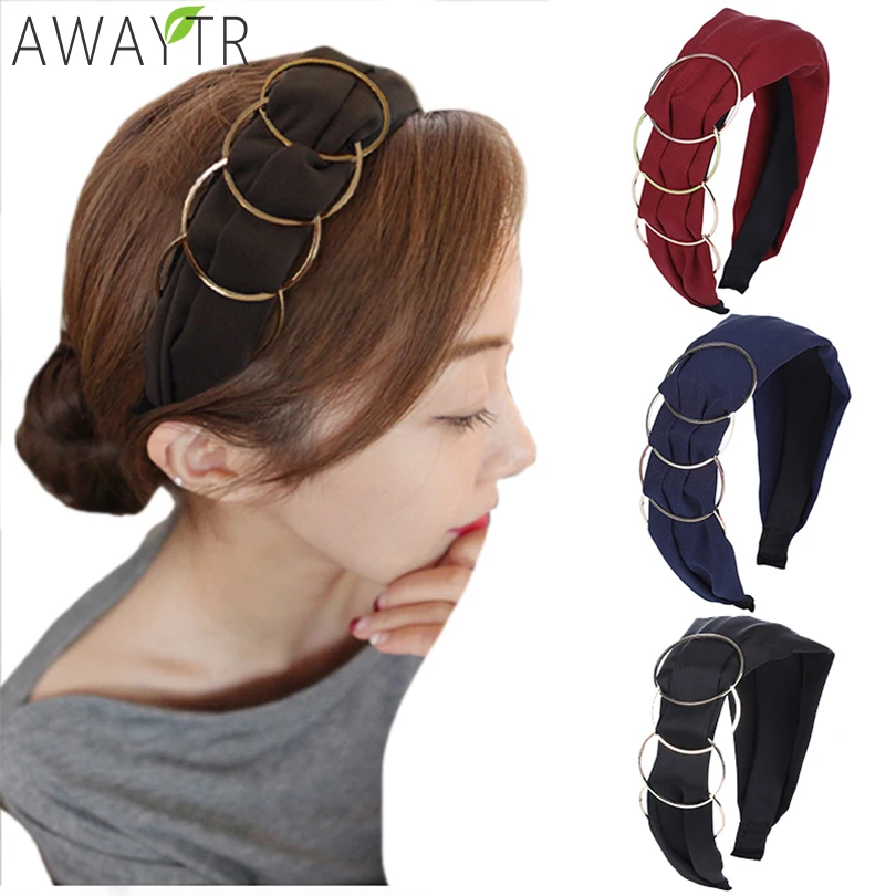 

Korean Boutique Hairbands Golden Ring Wide Headband Women Girl Hair Head Hoop Bands Accessories For Girls Hair Scrunch Headwear
