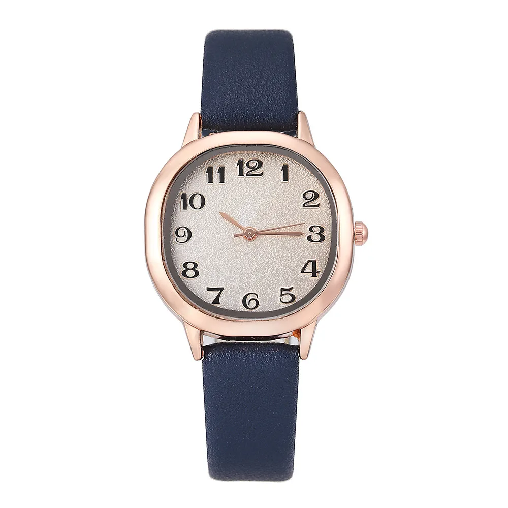Женские часы, простые, атмосферные, с кожаным ремешком, кварцевые, сплав, корпус, квадратная окантовка, наручные часы, браслет, Relogio Feminino - Цвет: Blue
