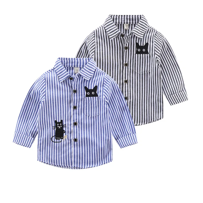 1 Baby Boy Shirts Cartoon Shirts Kitty Embroidered Cotton Girls Blouse Party Toddler Long Sleeve Tops Outwear Children Clothing