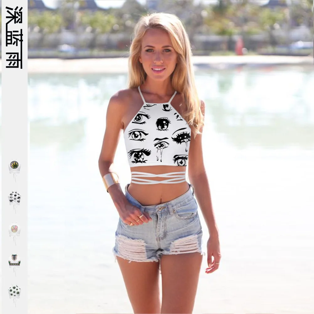 

2019 Leaf 3d Number Printing Tube Top Small Fresh Camisole Sleeveless Half Small Vest Beautiful Back Wrap Chest