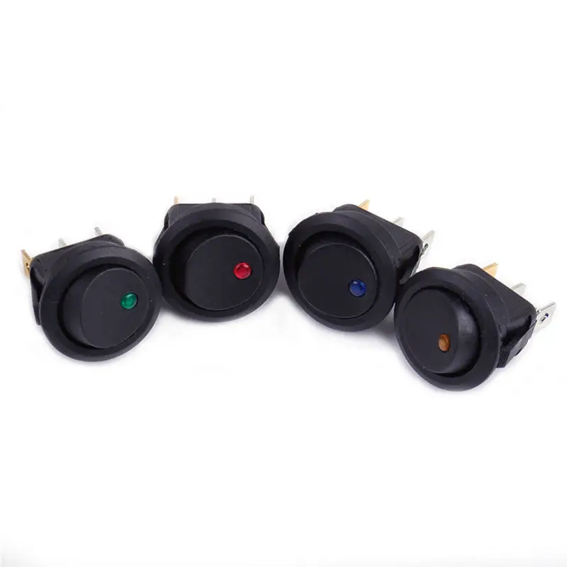 JX-LCLYL 4pcs 12V Waterproof ON/OFF Car Boat LED Light Round Dot Rocker Toggle Switch