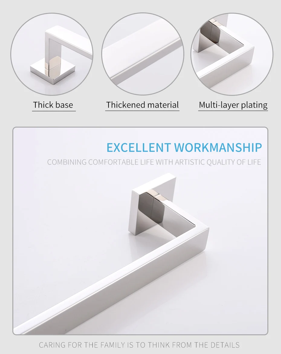 Fapully, хромированные аксессуары для ванной комнаты, 4 шт., Банные наборы, 304 нержавеющая сталь, держатель для полотенец, бумажный крючок, настенная вешалка, оборудование, G118-4C