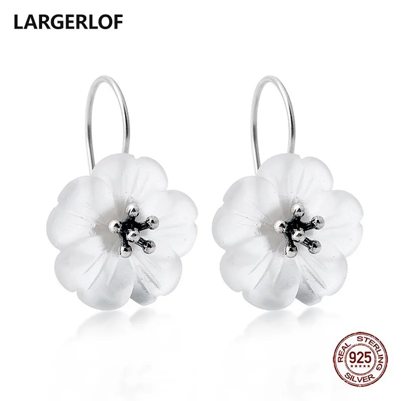 

LARGERLOF 925 Sterling Drop Earrings Female Silver 925 Jewelry Crystal Earrings For Women ED47009