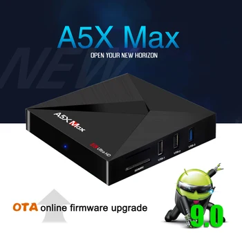 

A5X MAX 4G+32G Smart Android 9.0 TV Box RK3328 Quad-Core Support 4K DH 3.0 USB 2.4G Wifi Bluetooth 4.1 Set Top Box