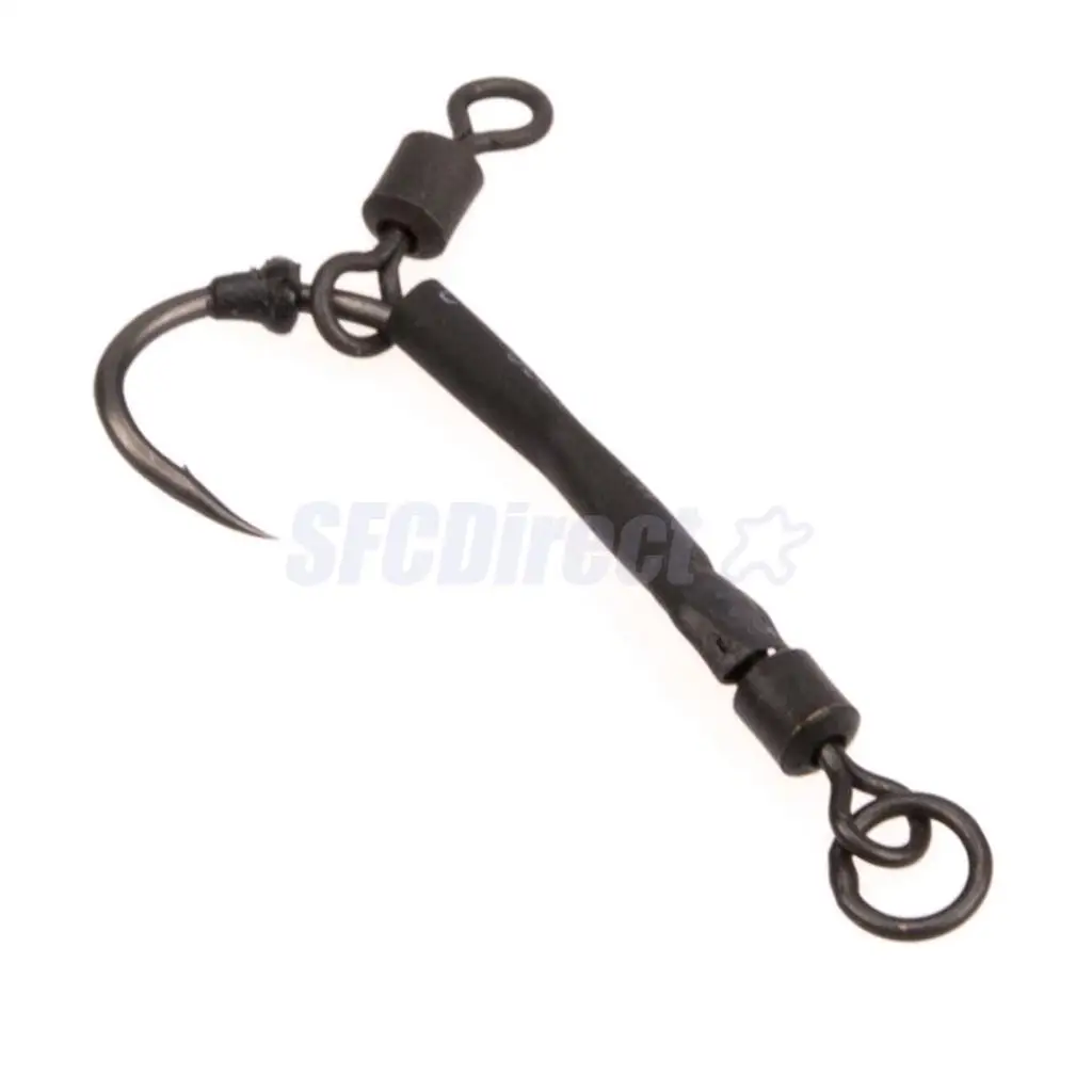 10 Set Carp Fishing Hooks Ready Tied Ronnie Rigs Fishing Hook Link Hair Rigs Swivels for Pop Ups Fishing