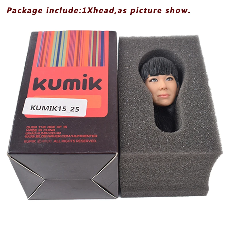 

1/6 Scale KUMIK 15-25 Female Head Carving Sculpt Hot Toys Korea Hair Lifelike Girl Action Figure Accessory for12"body Collection
