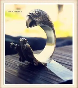 

Wholesale Retro hippie Parrot bird Ring free size cute animal cageling bird jewelry for all pet lovers 12pcs/lot