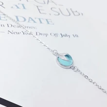 Подошва памяти Русалка с пузырьками инкрустированные синего цвета с украшением в виде кристаллов креативные 925 пробы серебряные серьги женские любимой Регулировка размера Браслеты SBR149