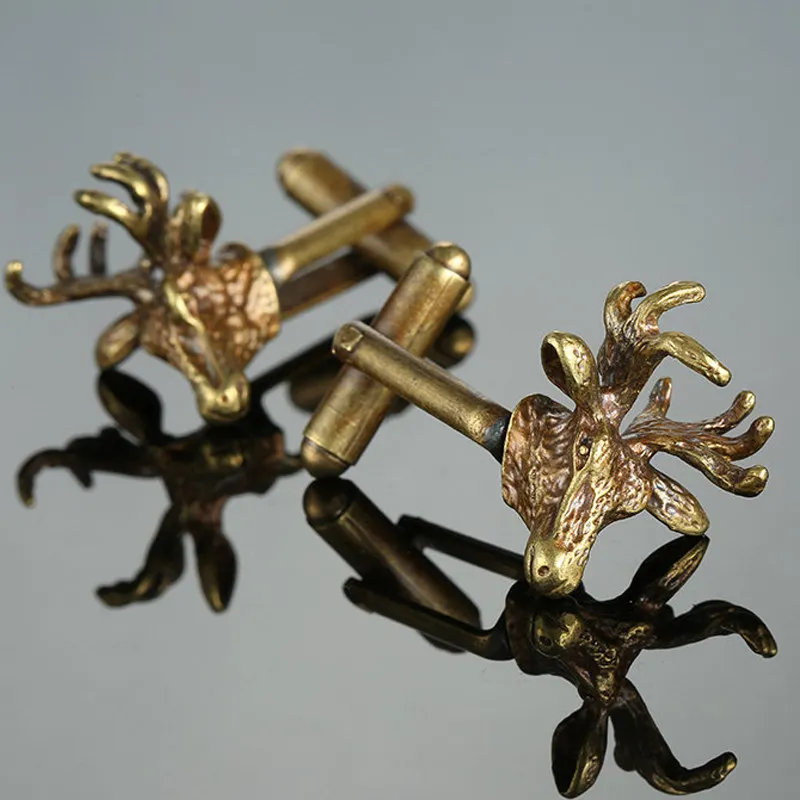 

New luxury men's shirt Cufflinks high-grade bronze bronze deer head Cufflinks French shirt Animal Cufflinks free of freight