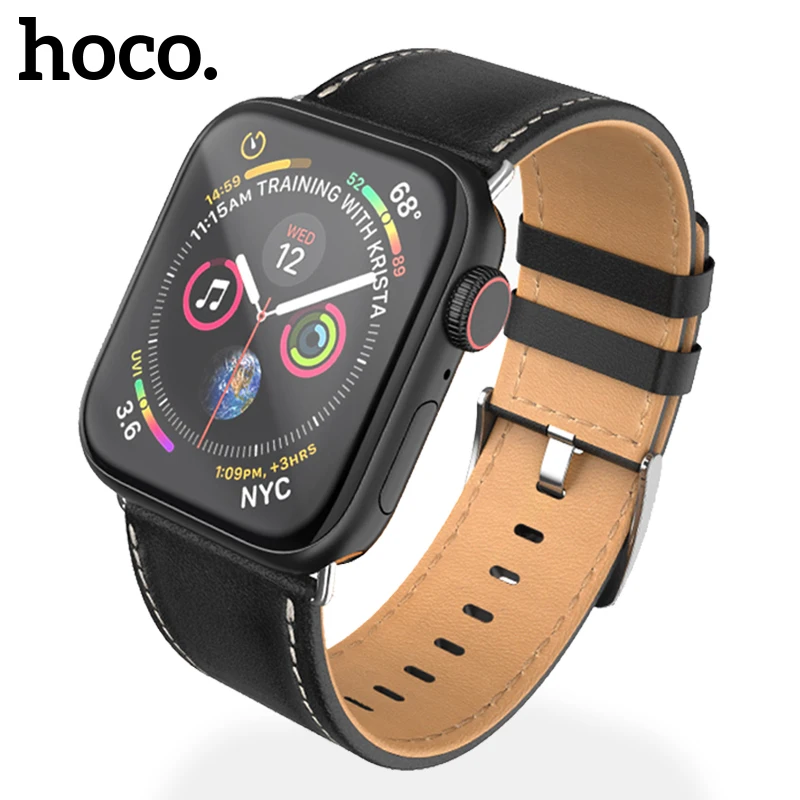 HOCO оригинальные ремешки из натуральной кожи для Apple Watch серии 4 3 2 1 для iWatch 44 мм 40 мм 42 мм 38 мм ремешок из воловьей кожи