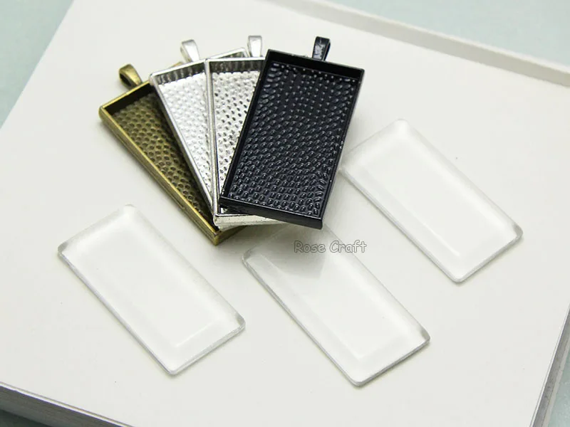10pcs/lot 24x48mm Pendants Trays Kits Rectangle Pendants Setting Rectangle Pendant Blank+24x48mm