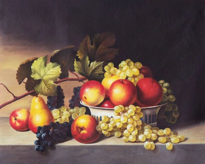 free shipping classic grapes pears apple fruit still life oil painting